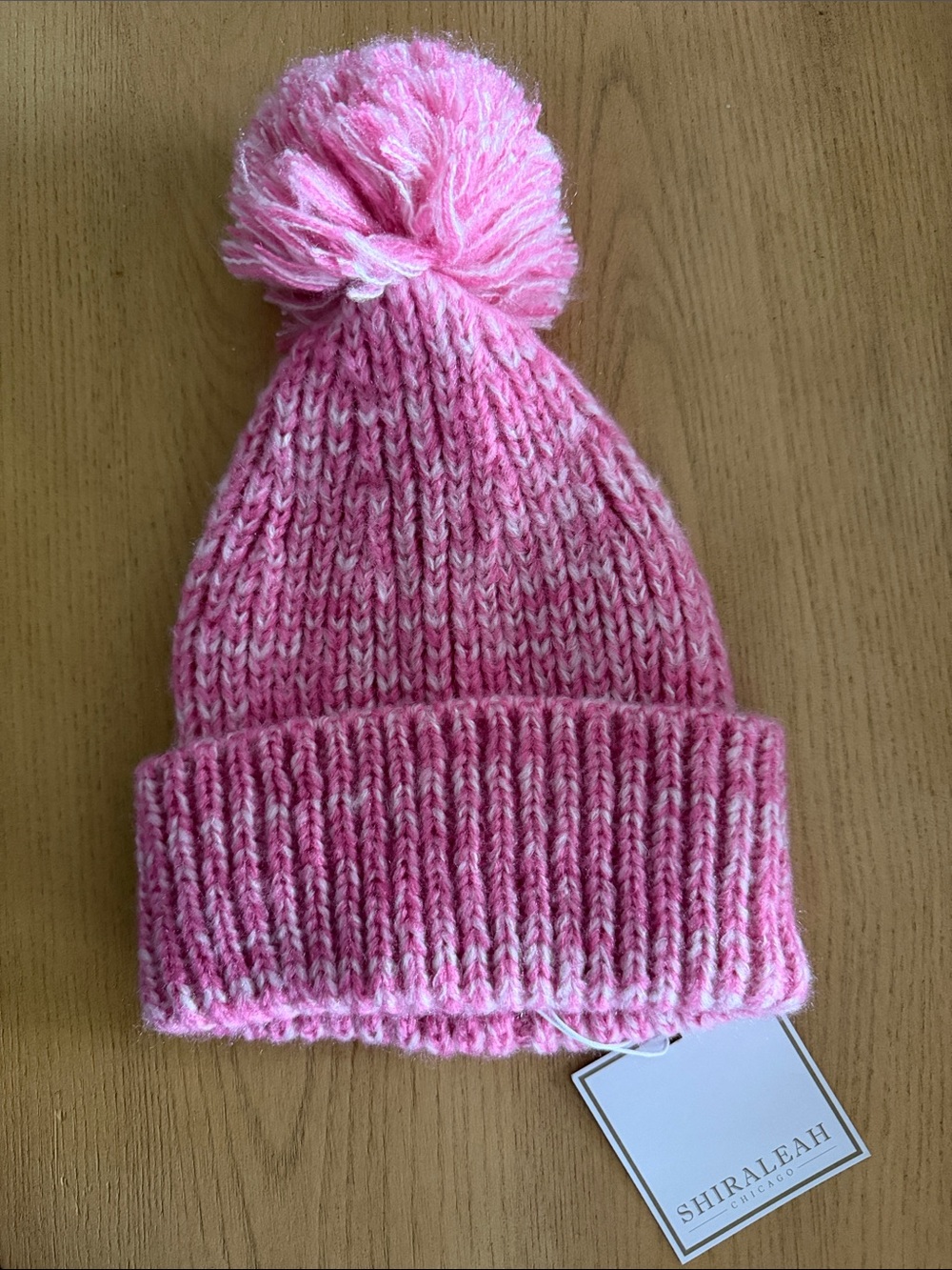 Shiraleah Pink Marled Knit Pom Beanie